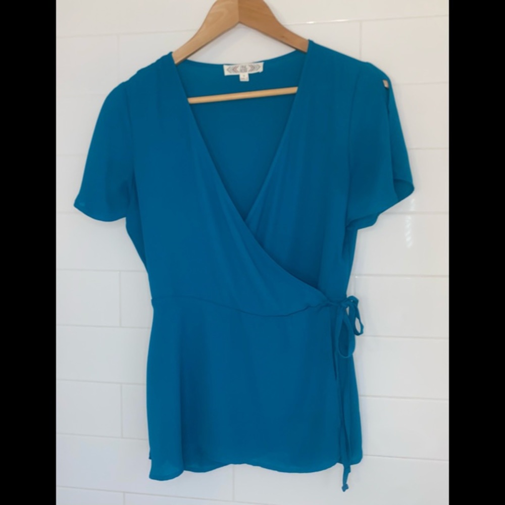 Teal Wrap Top